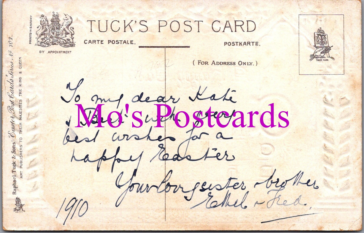 Embossed Greetings Postcard - A Happy Easter   DZ104