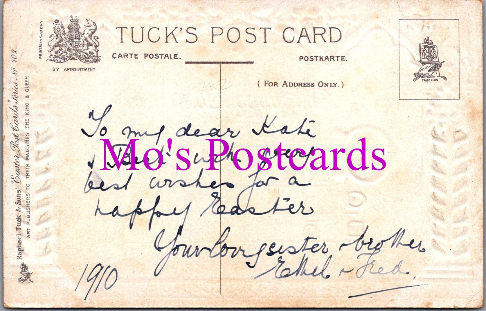 Embossed Greetings Postcard - A Happy Easter   DZ104