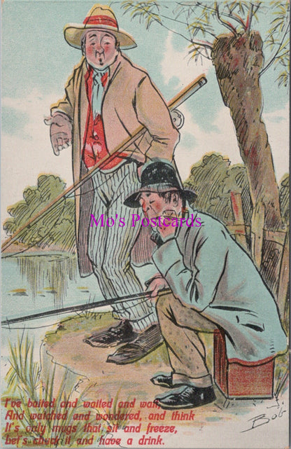 Comic Postcard - Fishing, Two Fishermen Moaning. Artist Bob  DZ144