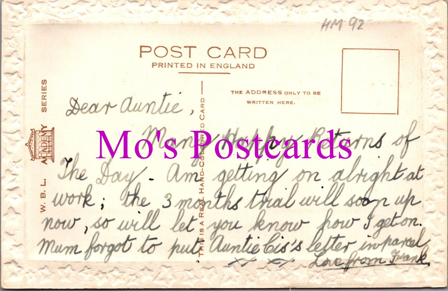 Greetings Postcard - Loving Birthday Wishes To My Aunt  HM92