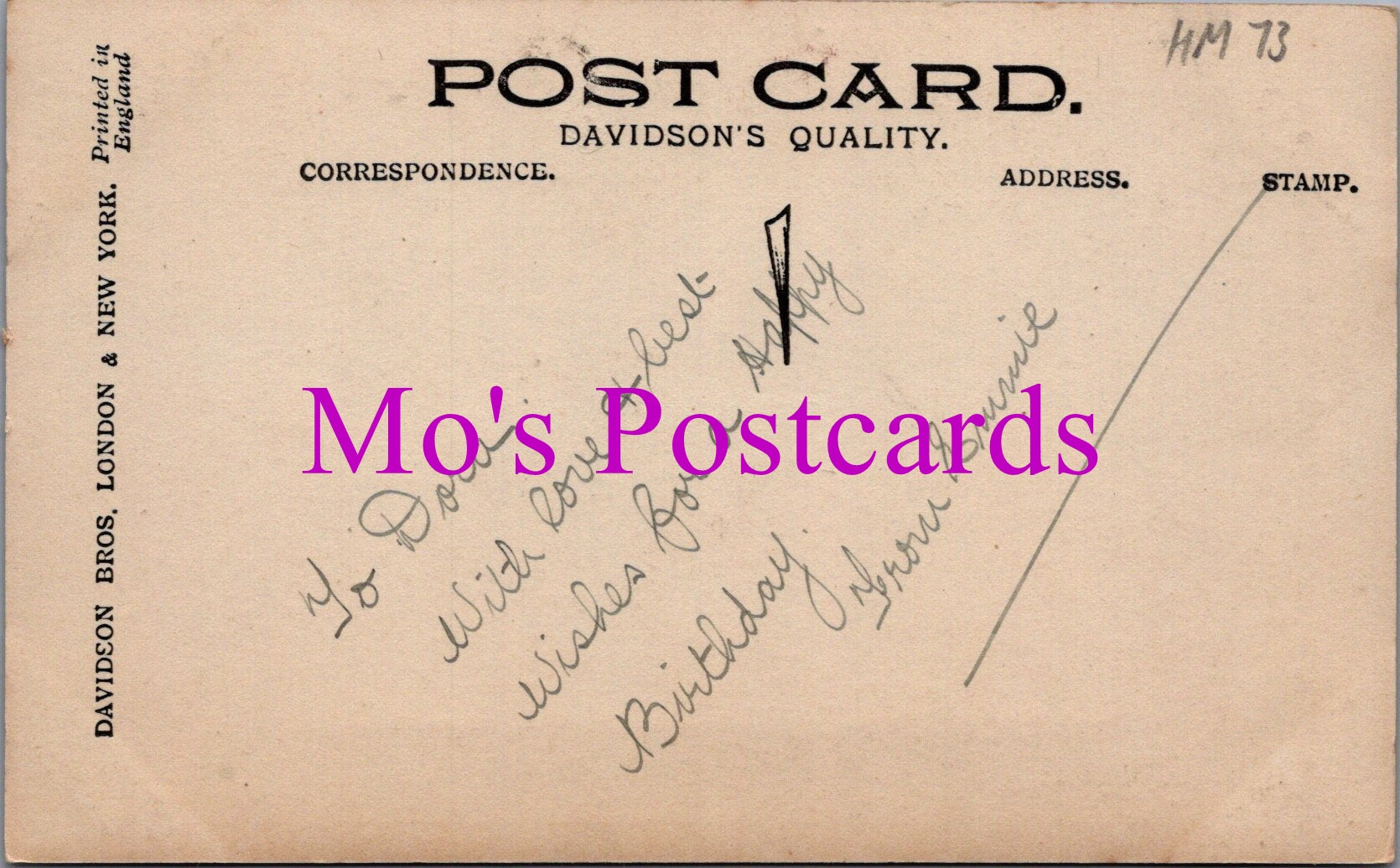 Greetings Postcard - Heartiest Good Wishes For Your Birthday   HM73