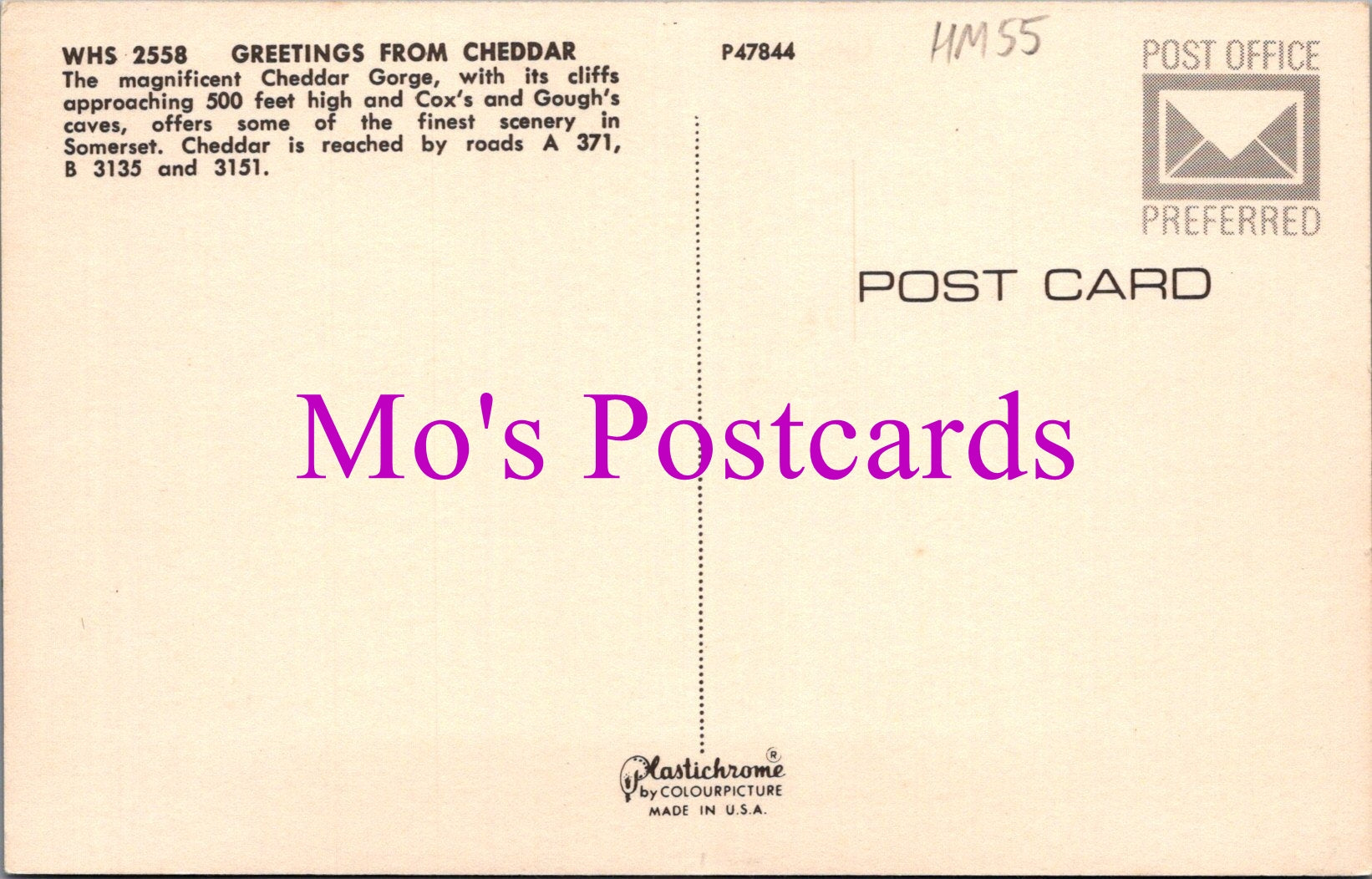 Somerset Postcard - Greetings From Cheddar  HM55