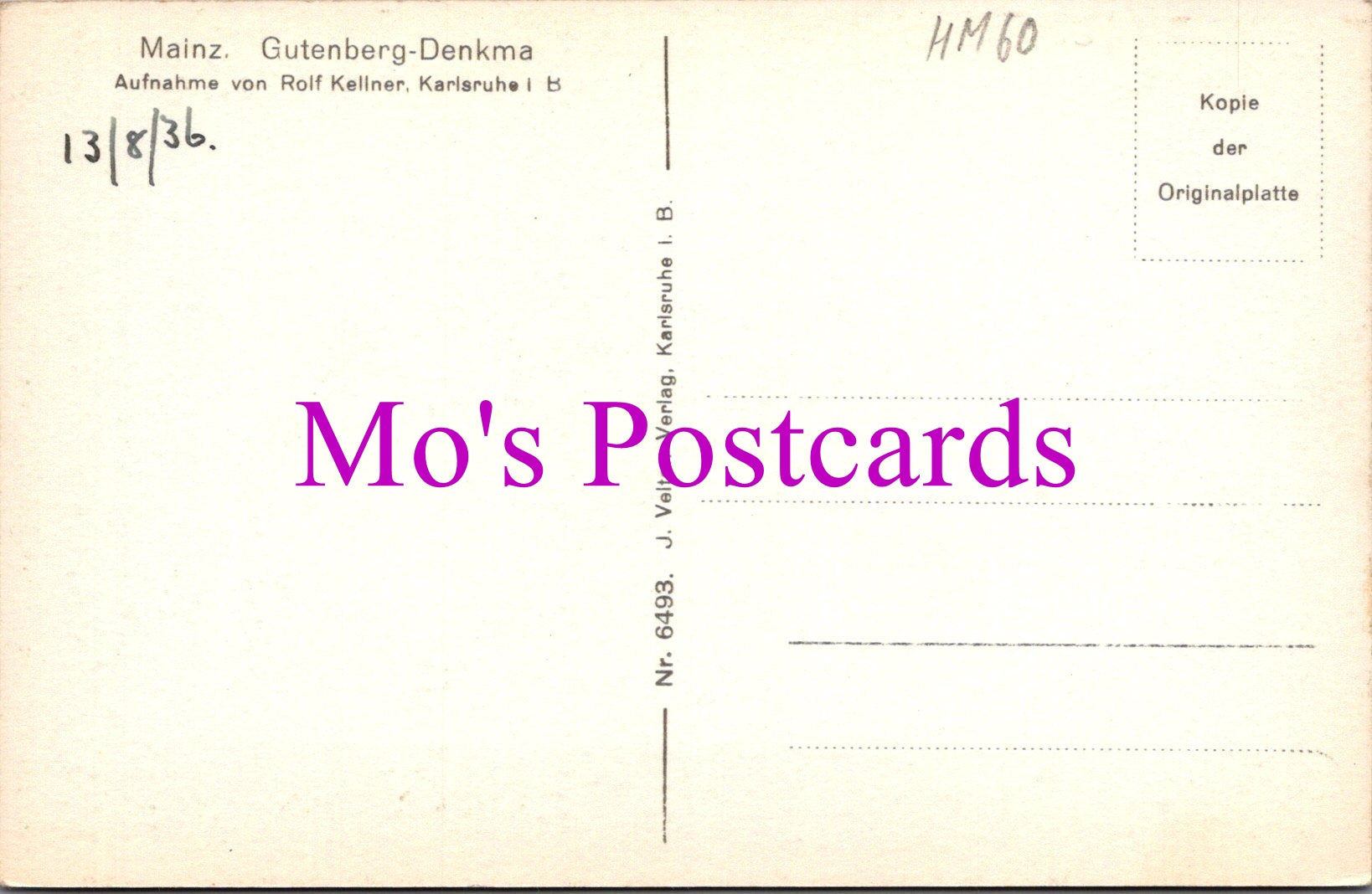 Germany Postcard - Mainz, Gutenberg-Denkma  HM60