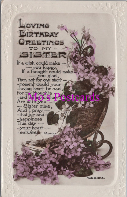Greetings Postcard - Loving Birthday Greetings To My Sister  HM62