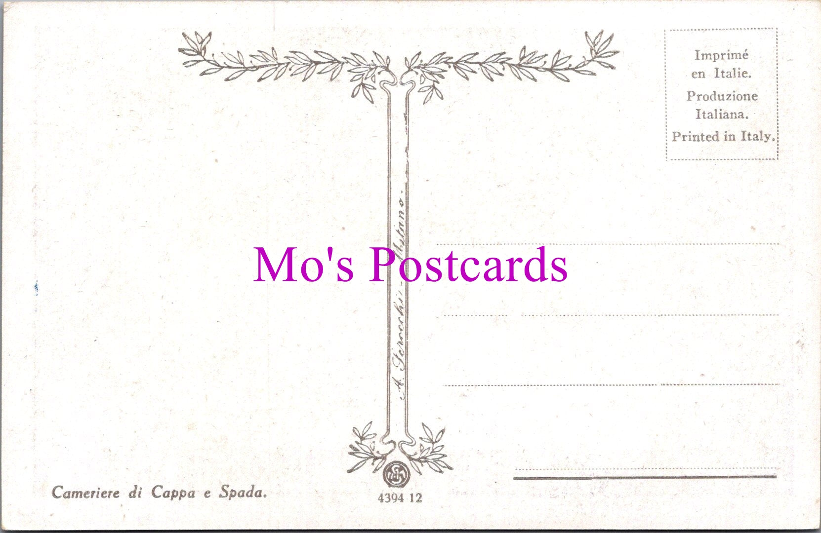 Italian Art Postcard - Cameriere Di Cappa e Spada   DZ326