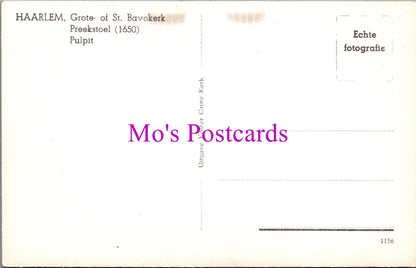 Netherlands Postcard - Haarlem, Grote of St Bavokerk Pulpit    SW14467