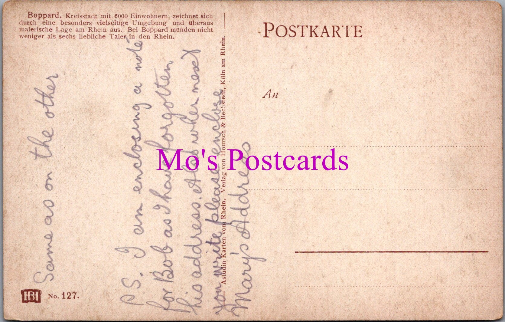 Germany Postcard - Boppard, Rhineland-Palatinate SW15183