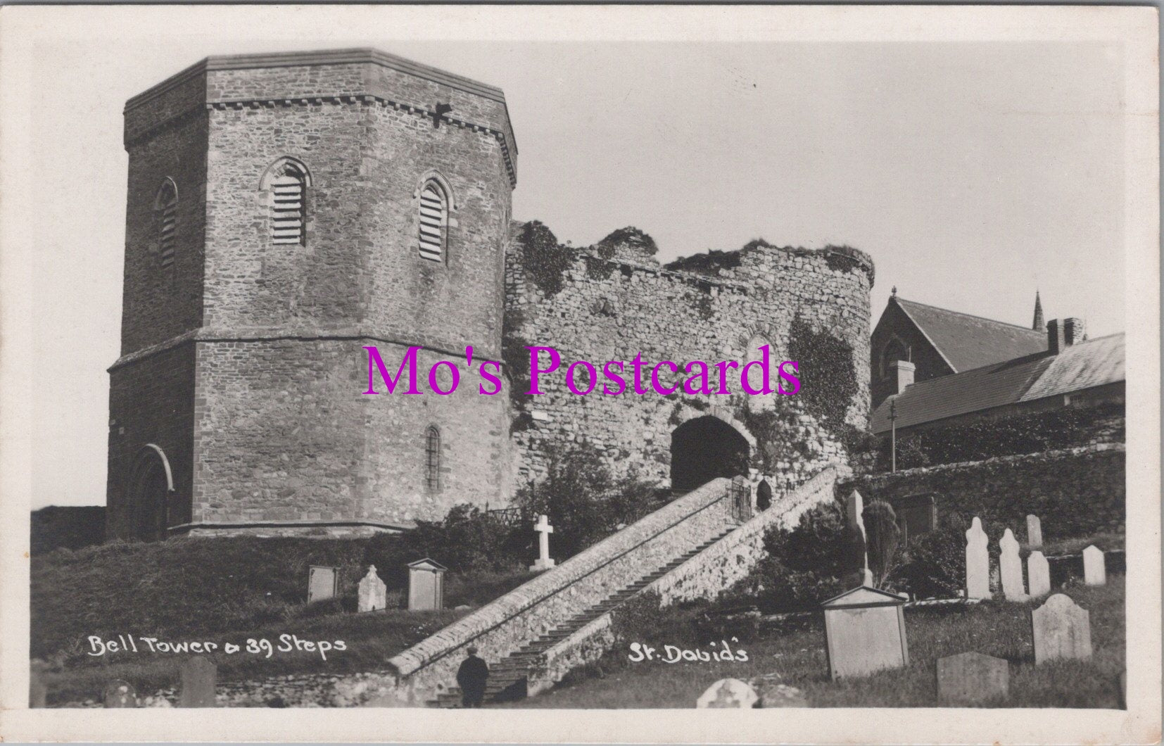 Wales Postcard - St David's Bell Tower and 39 Steps  SW14409
