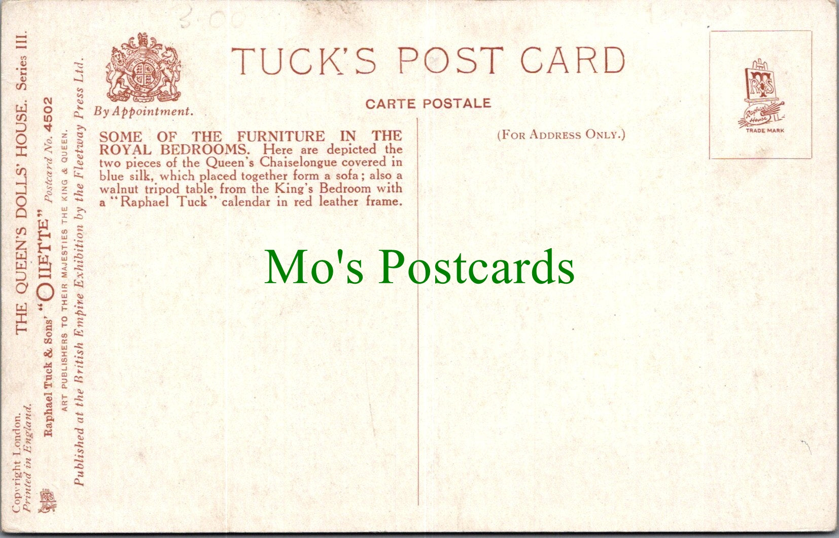 Royalty Postcard - The Queen's Dolls' House   SW13771