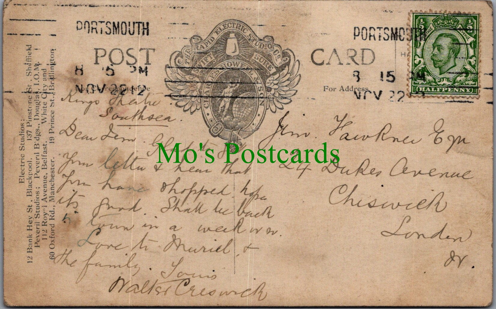 Musical Postcard - Musician Walter Creswick Playing a Cello SW13776