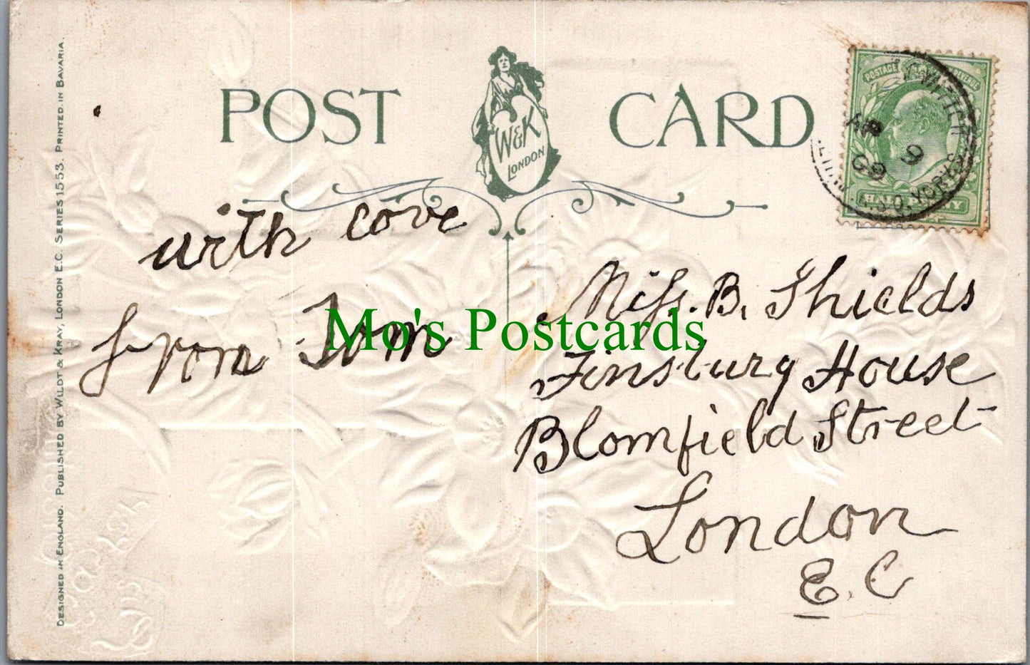 Embossed Greetings Postcard - An Easter Greeting. Cross and Flowers SW13811