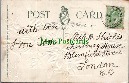 Embossed Greetings Postcard - An Easter Greeting. Cross and Flowers SW13811