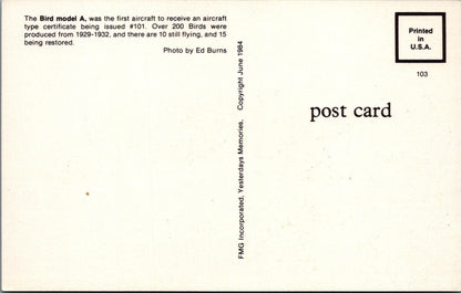Aviation Postcard - The Bird Model A Aeroplane  SW16530
