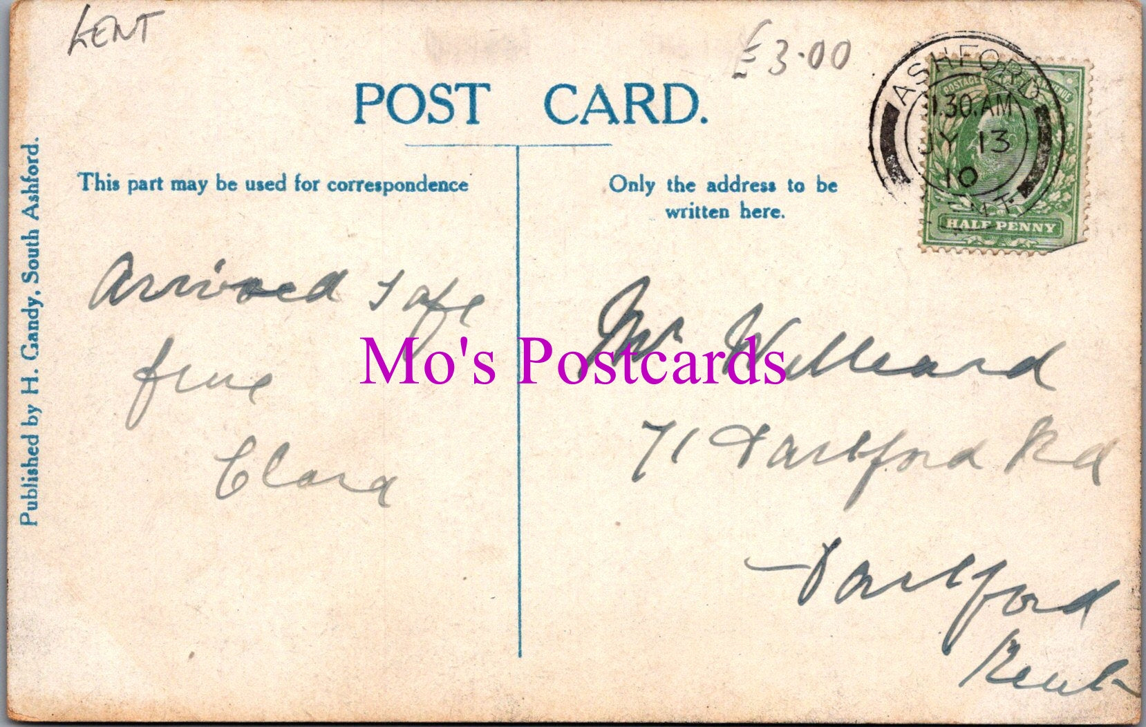 Kent Postcard - Victoria Park, Ashford  SW14806