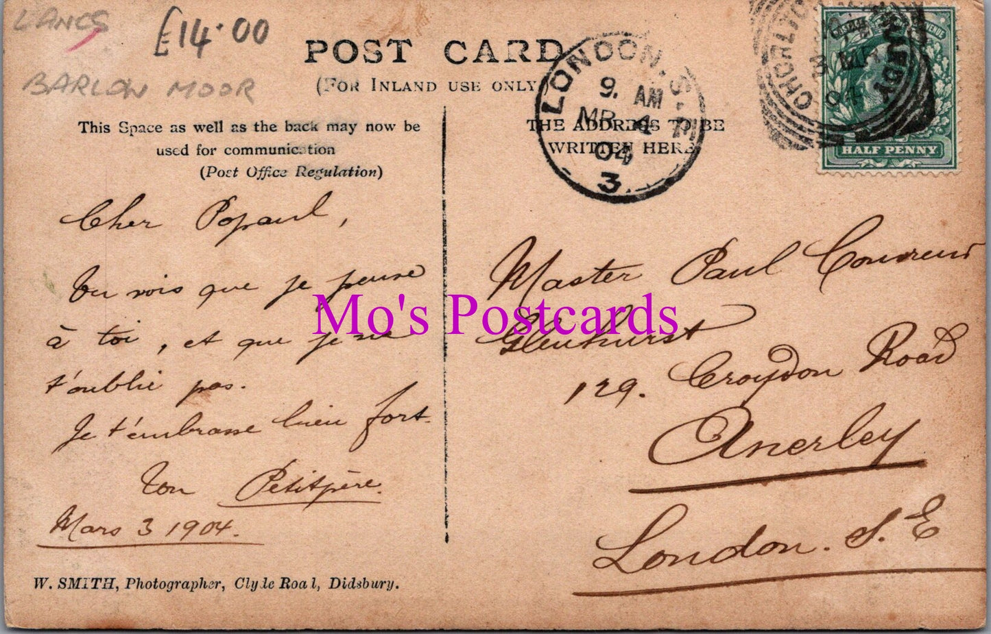 Lancashire Postcard - Barlow Moor Road, Manchester   SW14819