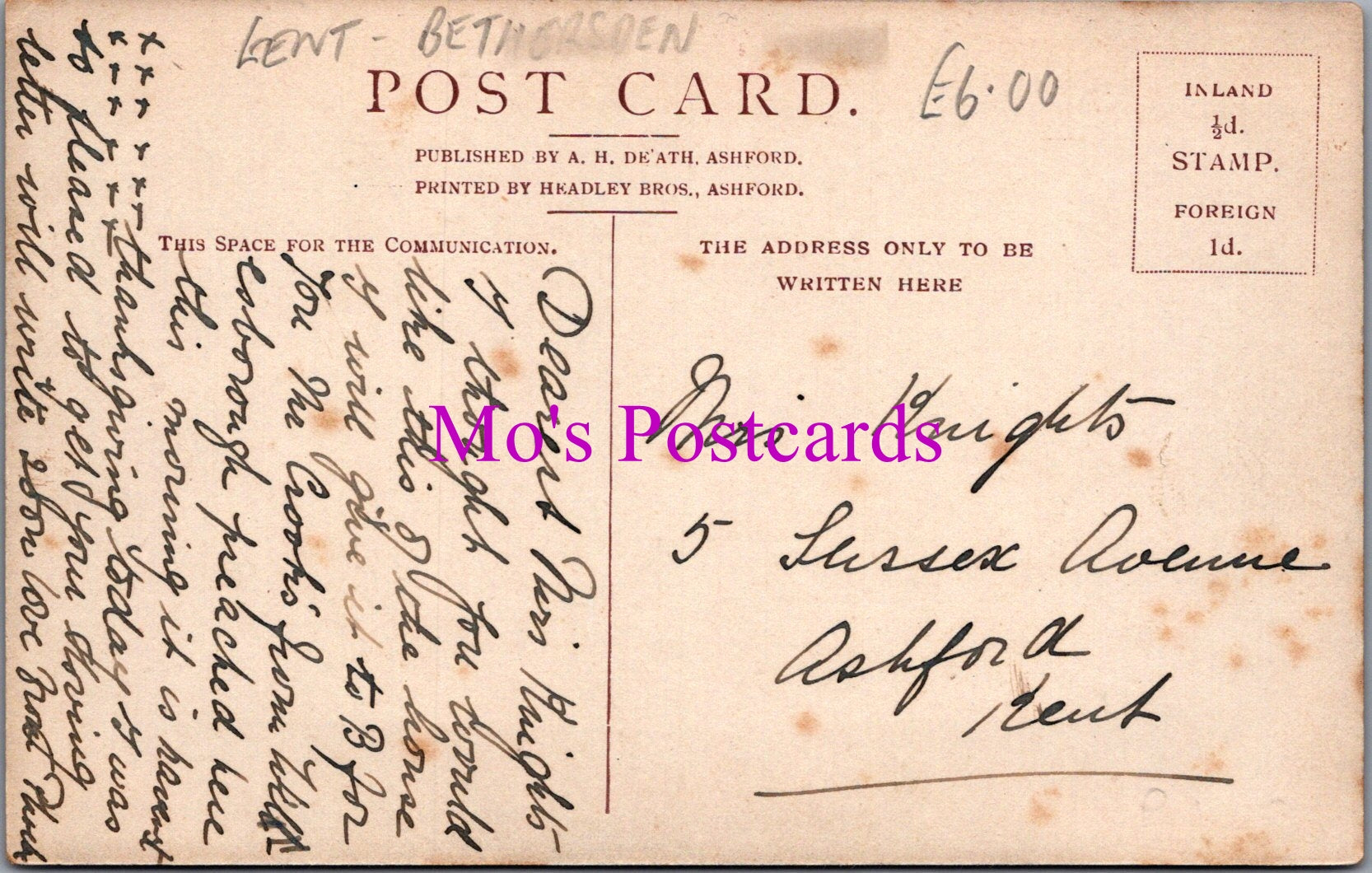 Kent Postcard - Low Wood, Bethersden  SW14824