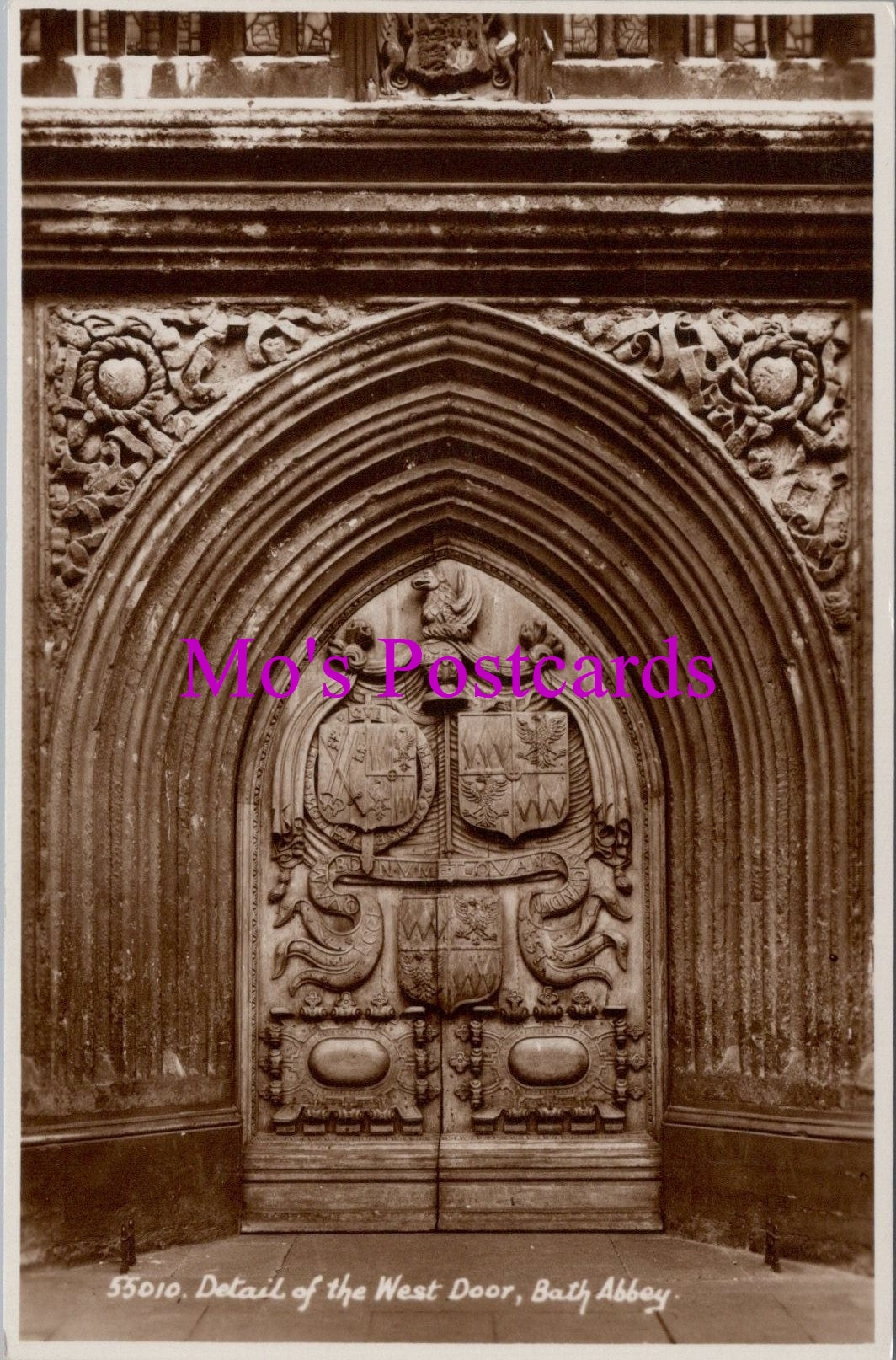 Somerset Postcard - Bath Abbey, Detail of The West Door SW14517