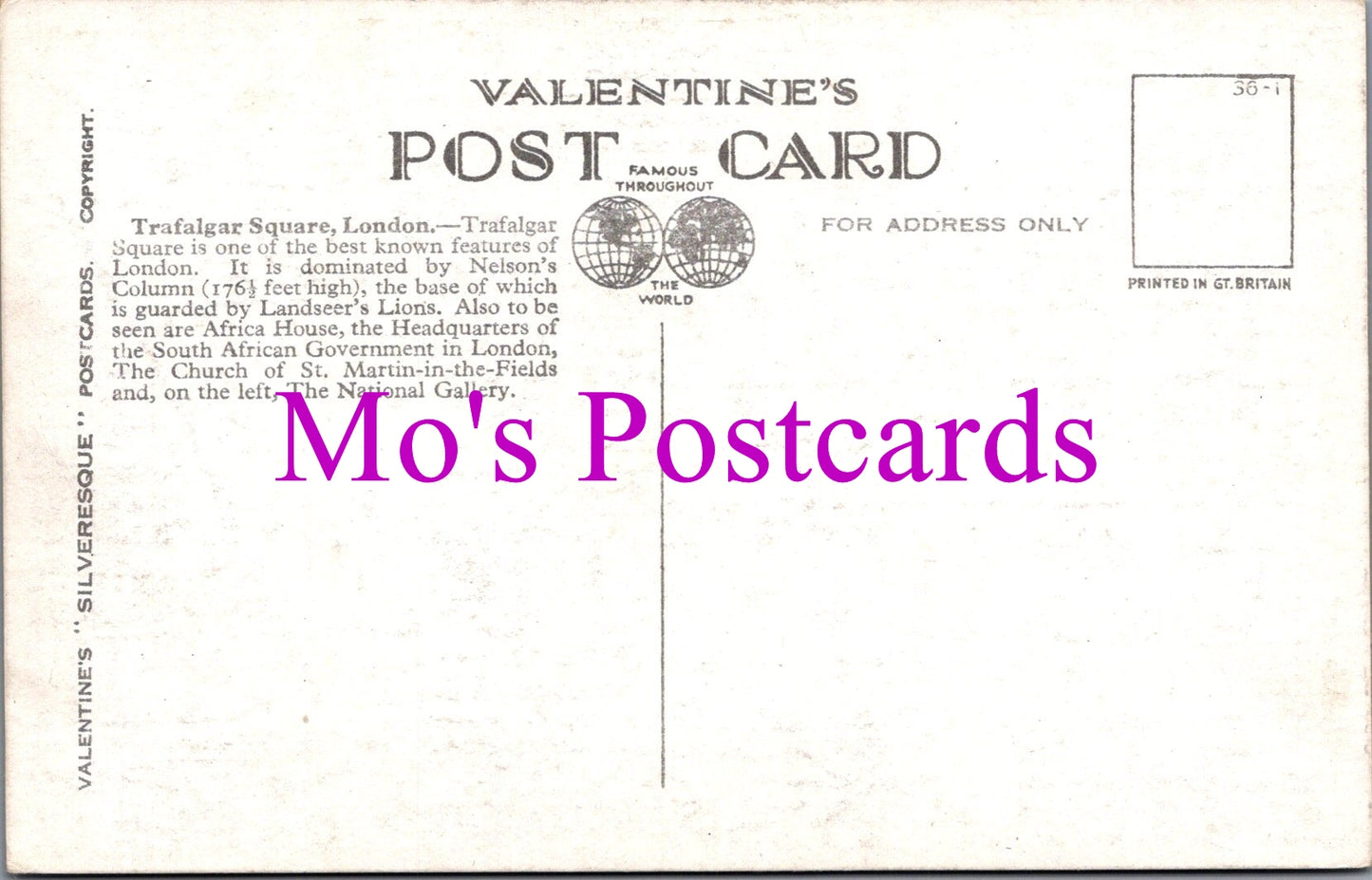 London Postcard - Trafalgar Square   SW14524