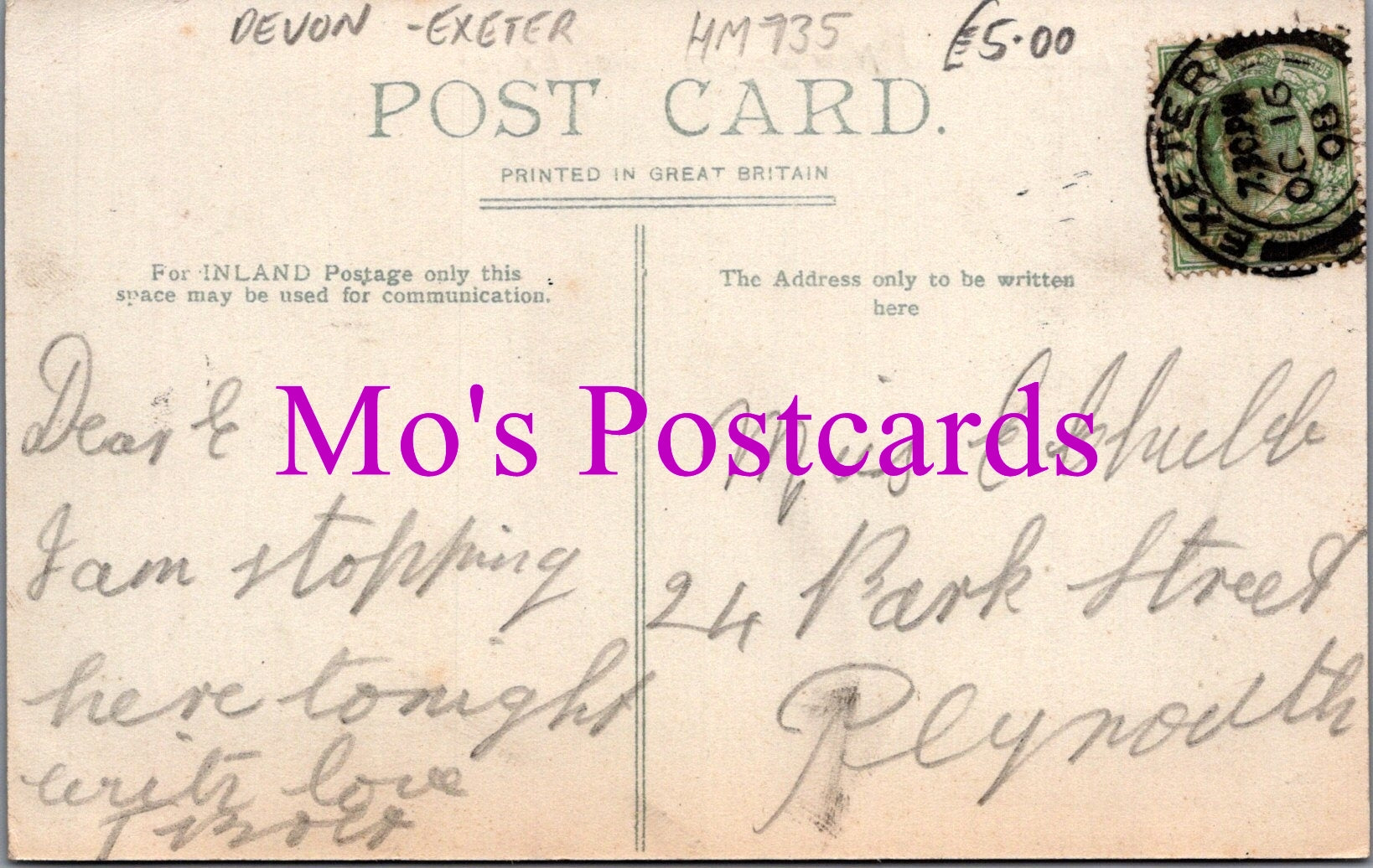 Devon Postcard - New London Hotel, Exeter  HM735