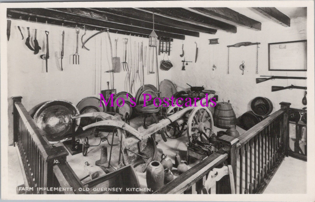 Guernsey Postcard - Farm Implements, Old Guernsey Kitchen  DZ8