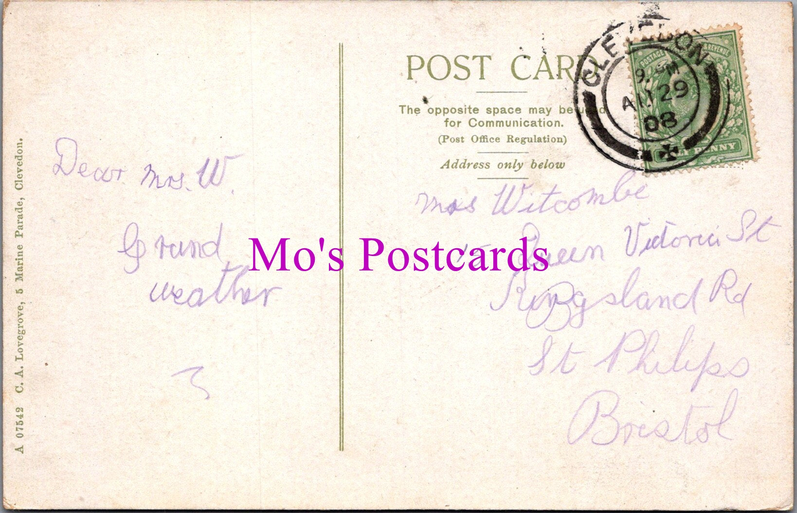 Somerset Postcard - The Green Beach and Pier, Clevedon   DZ196