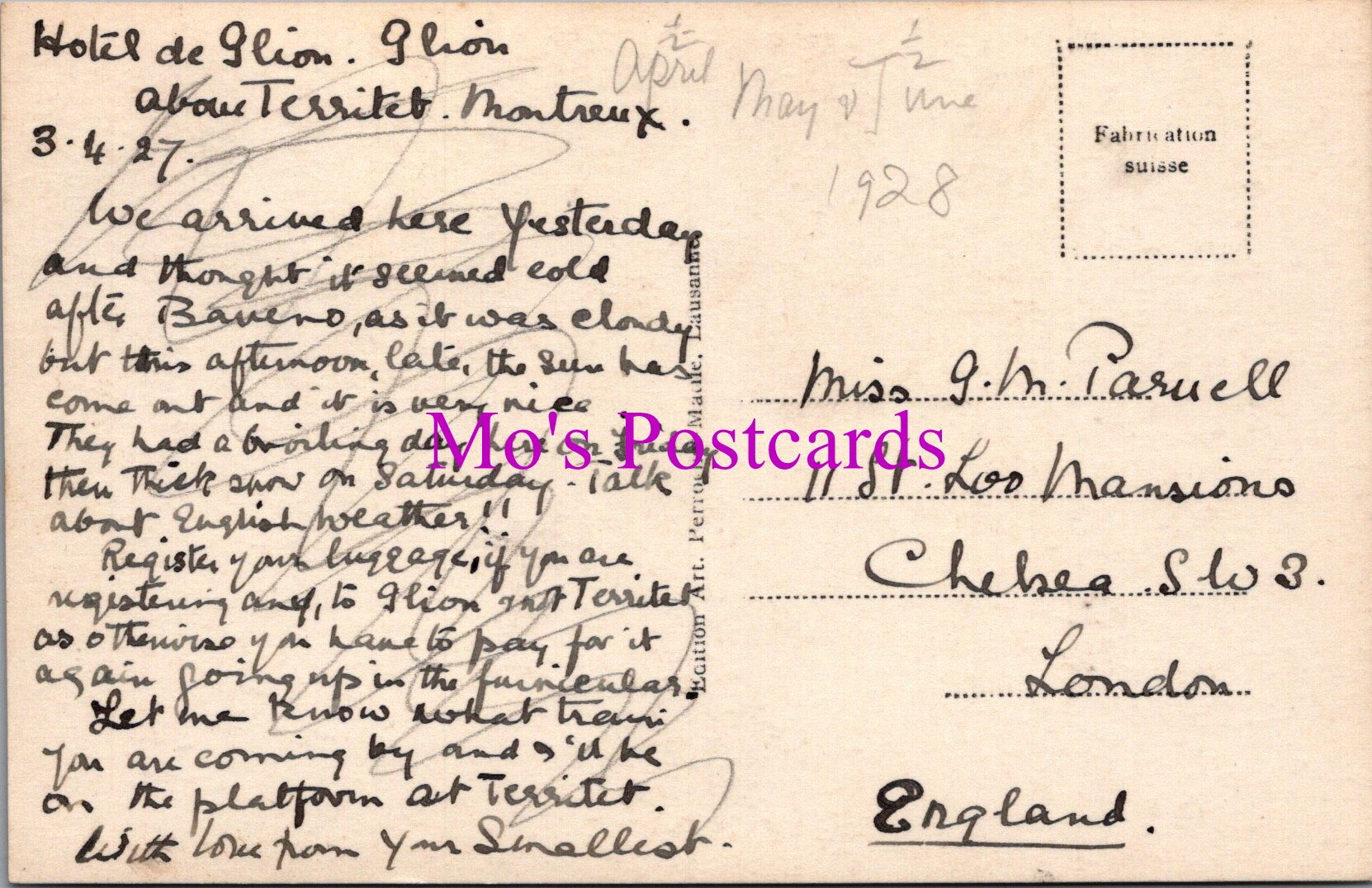 Switzerland Postcard - Glion Village, Montreux, Vaud   DZ214