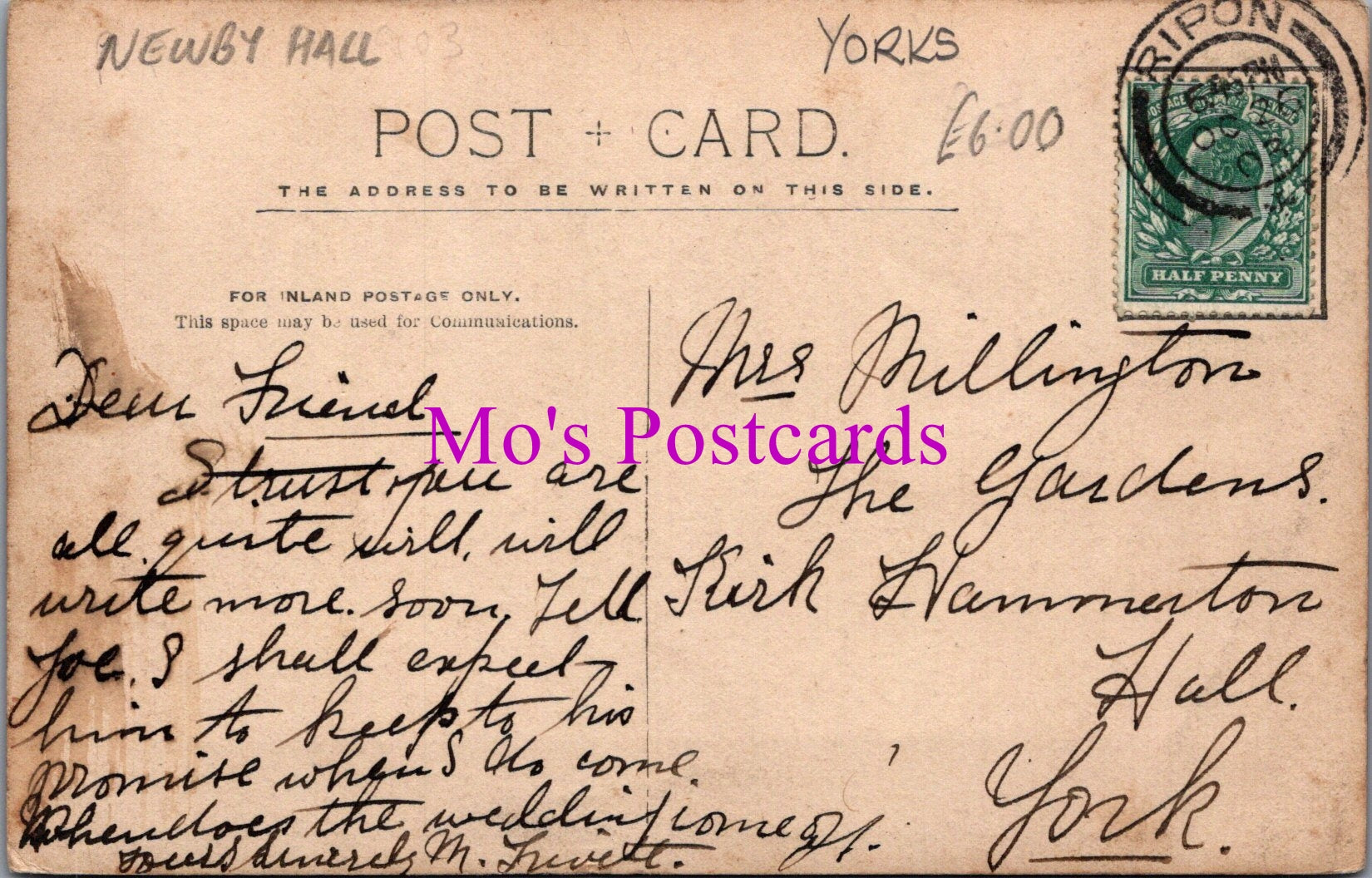 Yorkshire Postcard - Newby Hall, Skelton-on-Ure  SW15126