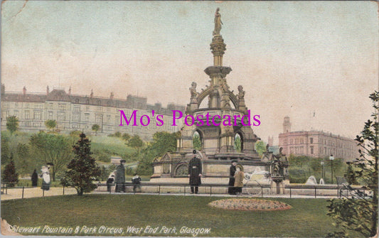 Scotland Postcard - Glasgow, Stewart Fountain and Park Circus SW16296