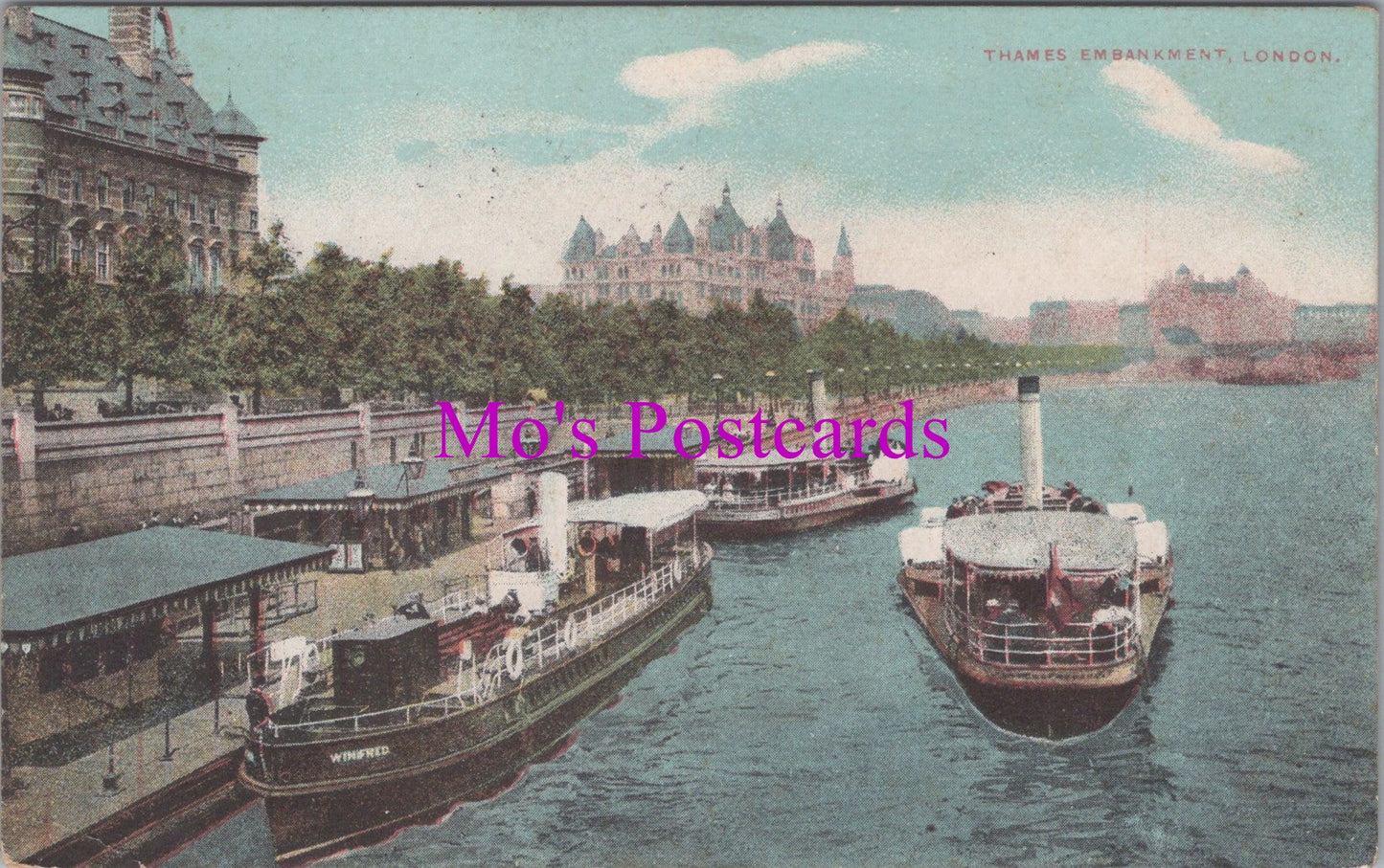 London Postcard - Thames Embankment Steamers   SW16695