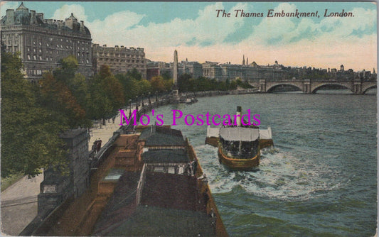 London Postcard - The Thames Embankment, A Steamer  SW16696