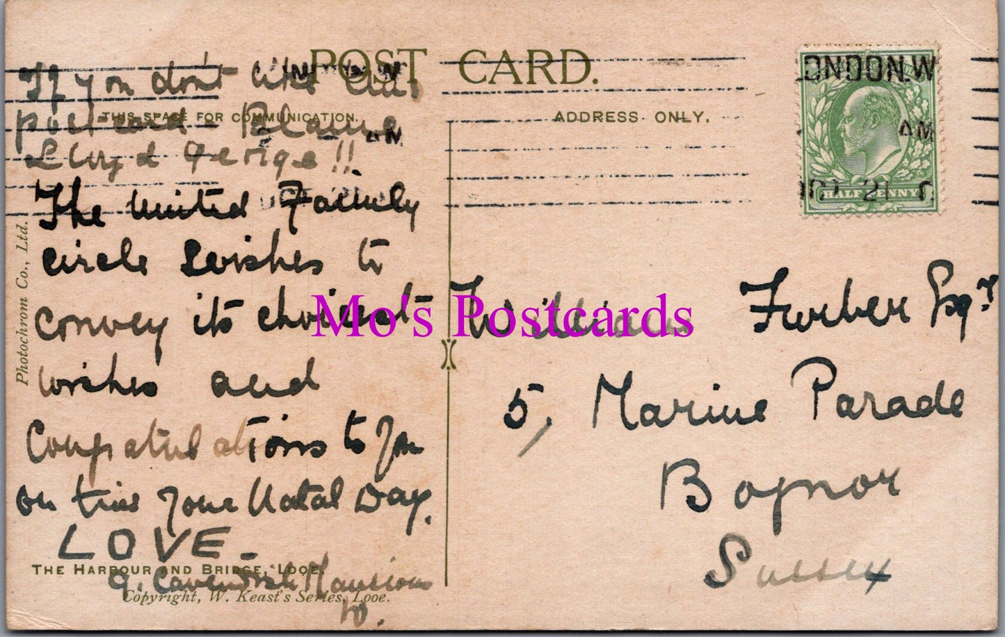 Cornwall Postcard - Looe, The Harbour and Bridge  SW16248
