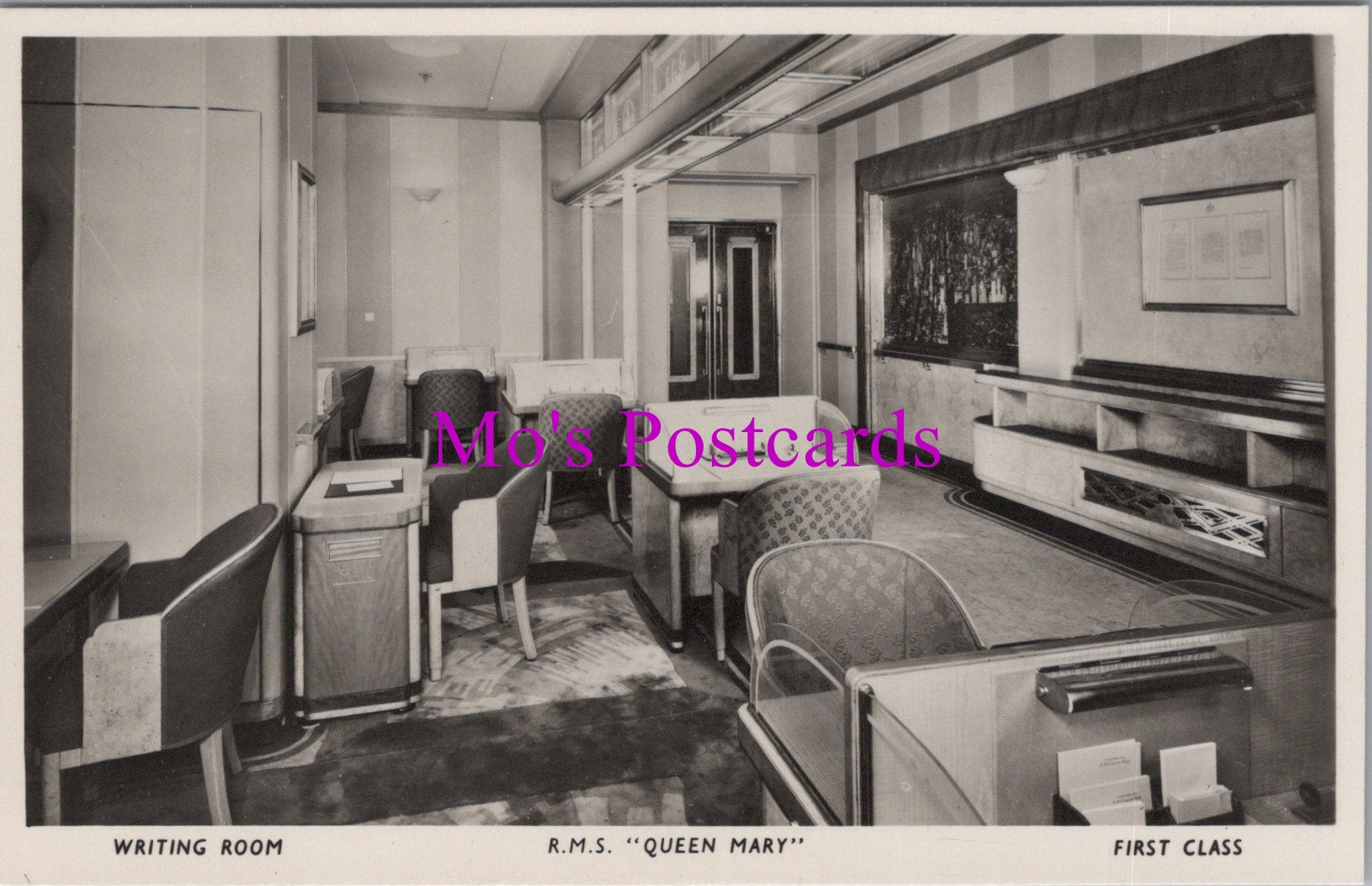 Shipping Postcard - R.M.S."Queen Mary", First Class Writing Room SW14902