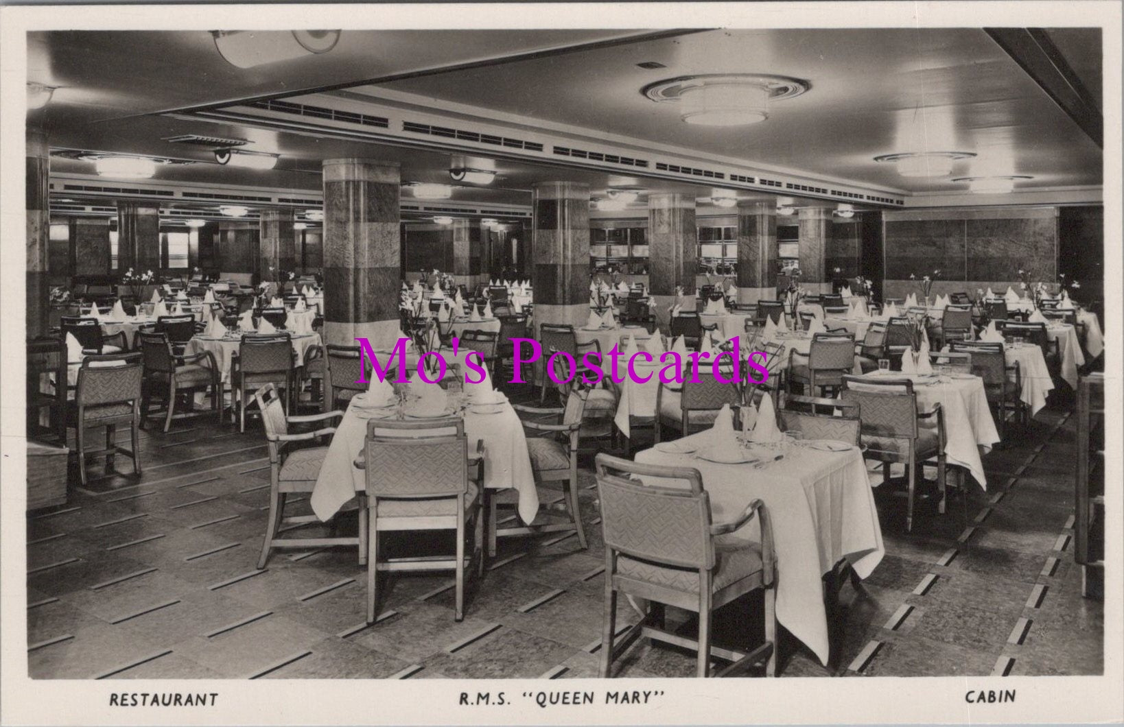 Shipping Postcard - R.M.S."Queen Mary" Ocean Liner. Cabin Restaurant  SW14934
