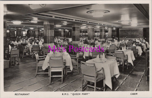 Shipping Postcard - R.M.S."Queen Mary" Ocean Liner. Cabin Restaurant  SW14934