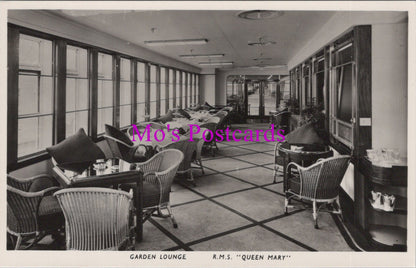 Shipping Postcard - R.M.S."Queen Mary" Ocean Liner. Garden Lounge  SW14936