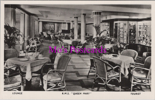 Shipping Postcard - R.M.S."Queen Mary" Ocean Liner. Tourist Lounge  SW14937