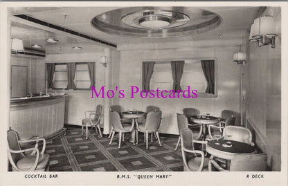 Shipping Postcard - R.M.S."Queen Mary" Ocean Liner. R Deck Cocktail Bar  SW14938