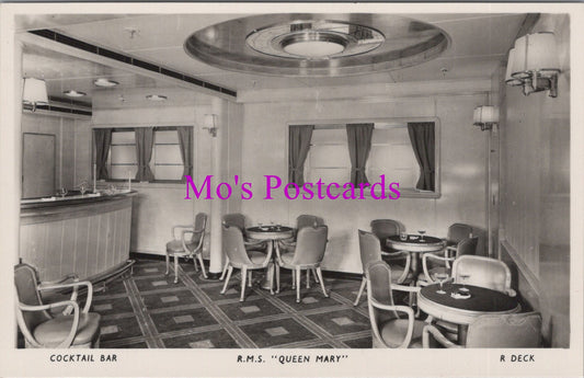 Shipping Postcard - R.M.S."Queen Mary" Ocean Liner. R Deck Cocktail Bar  SW14938