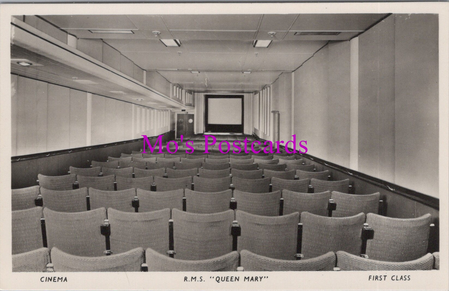 Shipping Postcard - R.M.S."Queen Mary" Ocean Liner. First Class Cinema SW14940