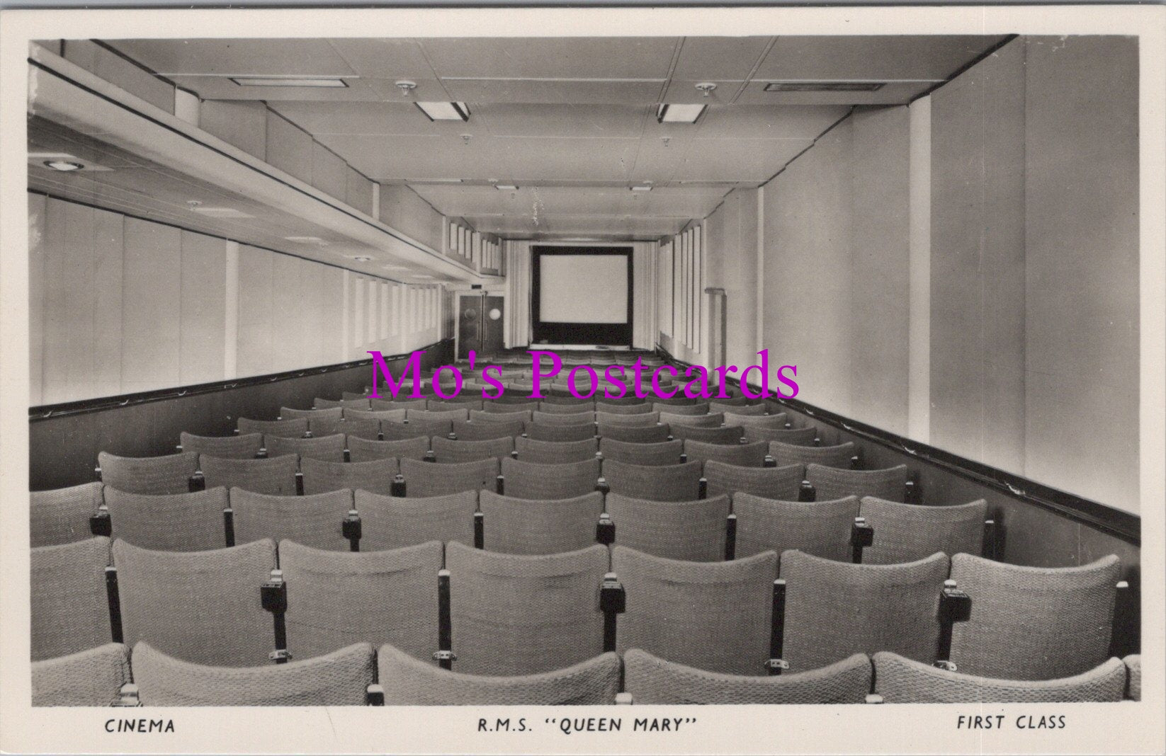 Shipping Postcard - R.M.S."Queen Mary" Ocean Liner. First Class Cinema SW14940