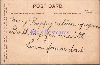 Greetings Postcard - Birthday Wishes. Vase of Red Roses  DZ81