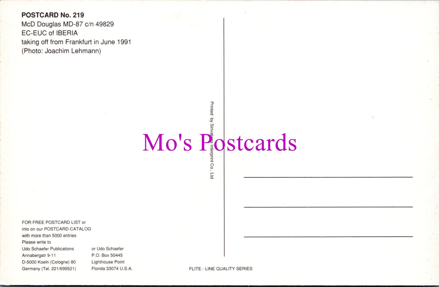 Aviation Postcard - McD Douglas MD-87 EC-EUC of Iberia Aeroplane SW15146