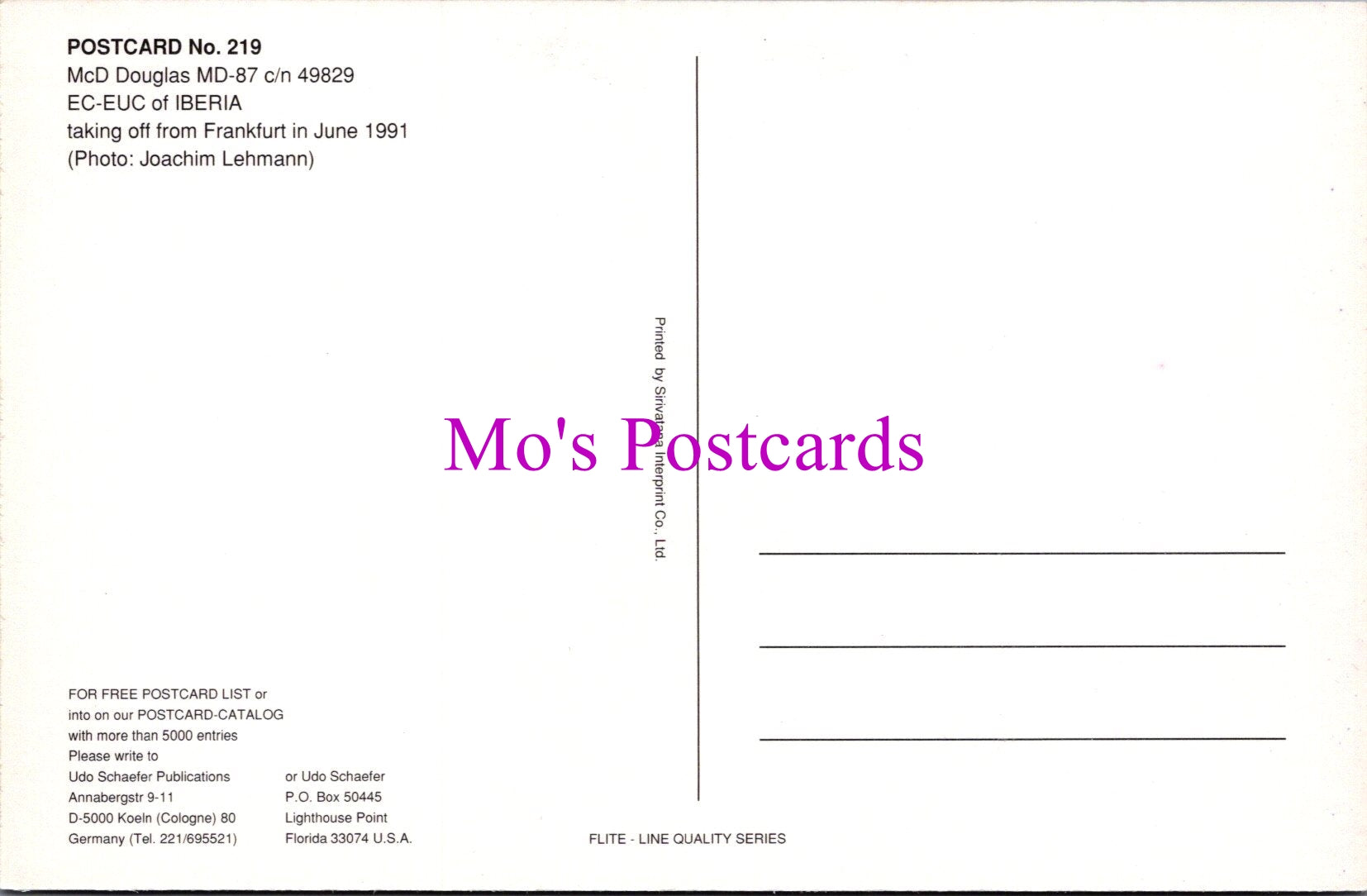 Aviation Postcard - McD Douglas MD-87 EC-EUC of Iberia Aeroplane SW15146