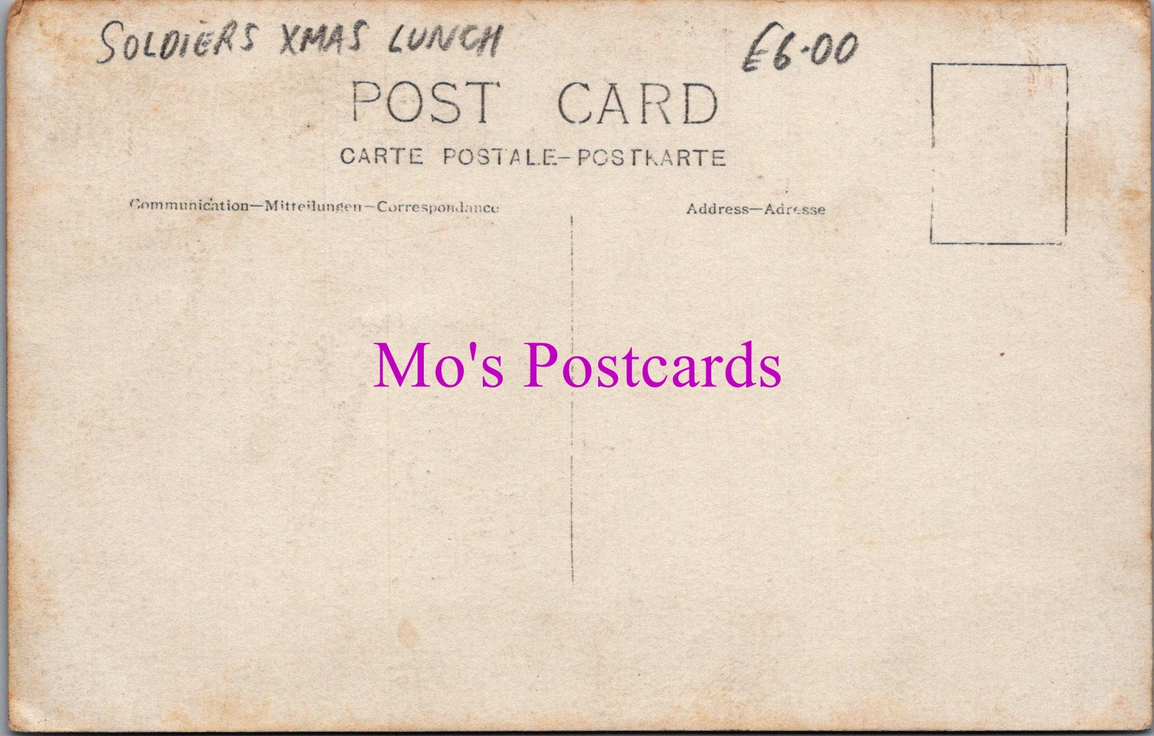 Military Postcard - Soldiers Christmas Lunch  SW15161