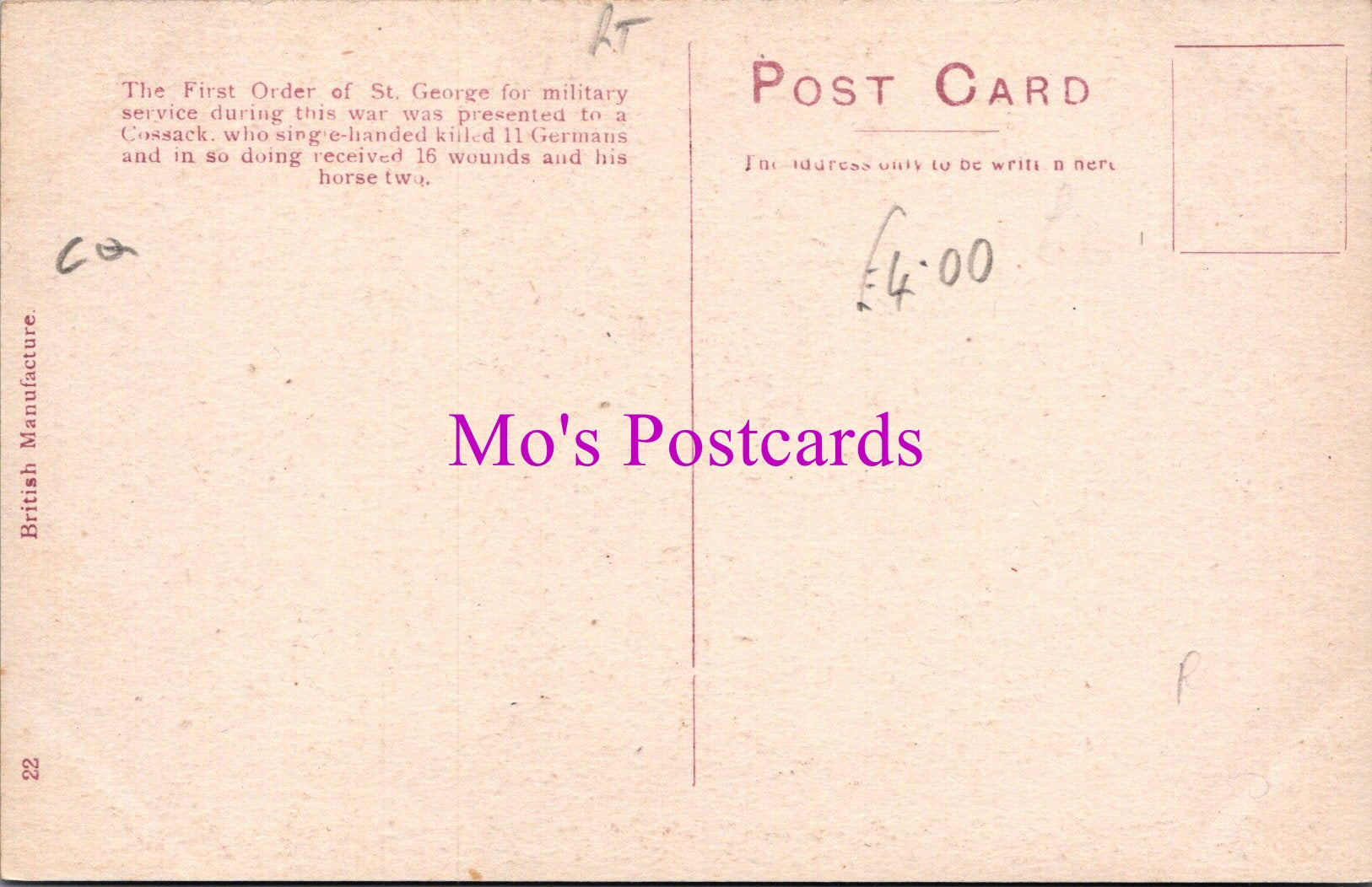 Military Postcard - Kriutchkoff, The Cossack  SW15162