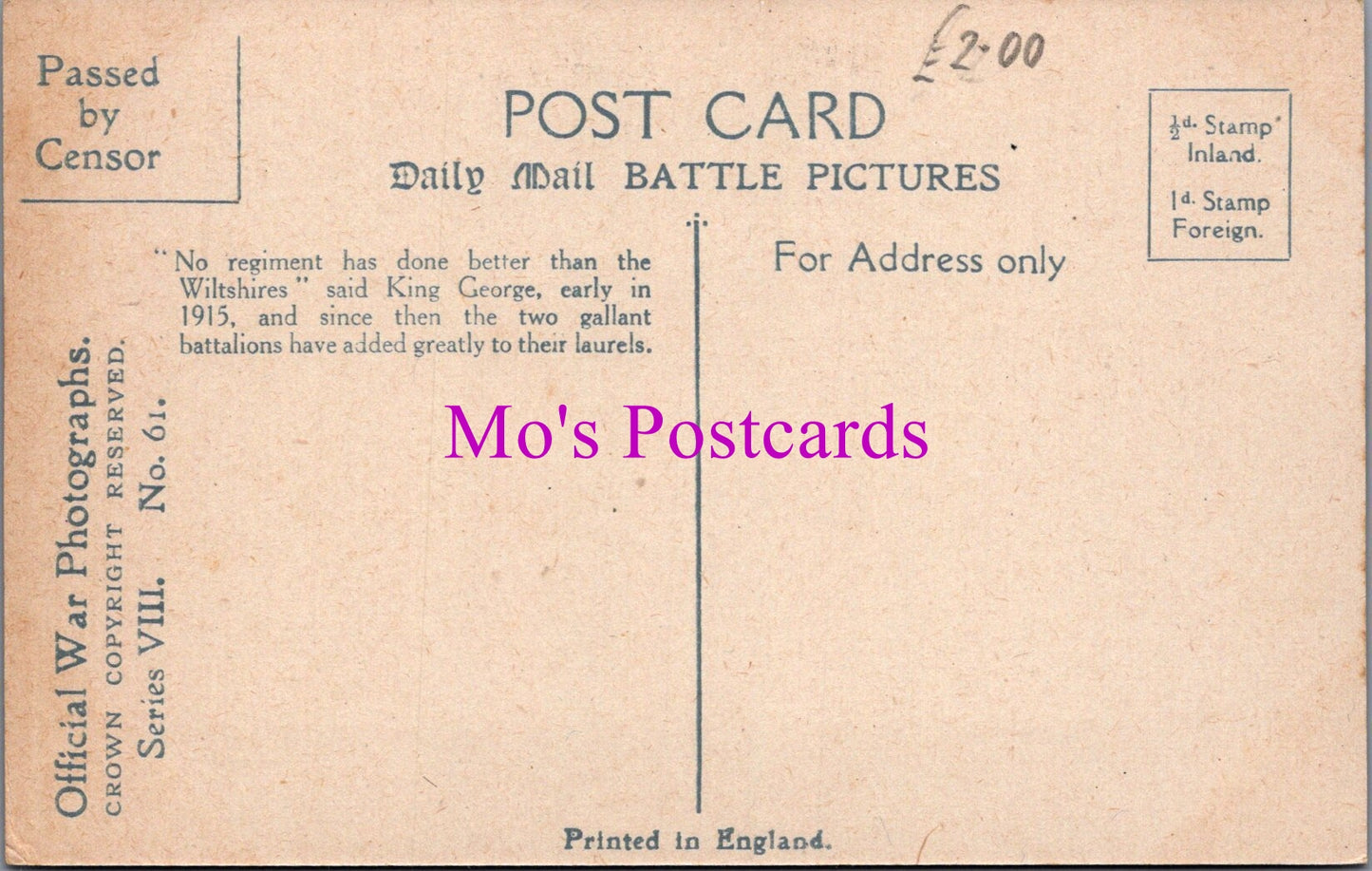 Military Postcard - Daily Mail War Pictures  SW15168