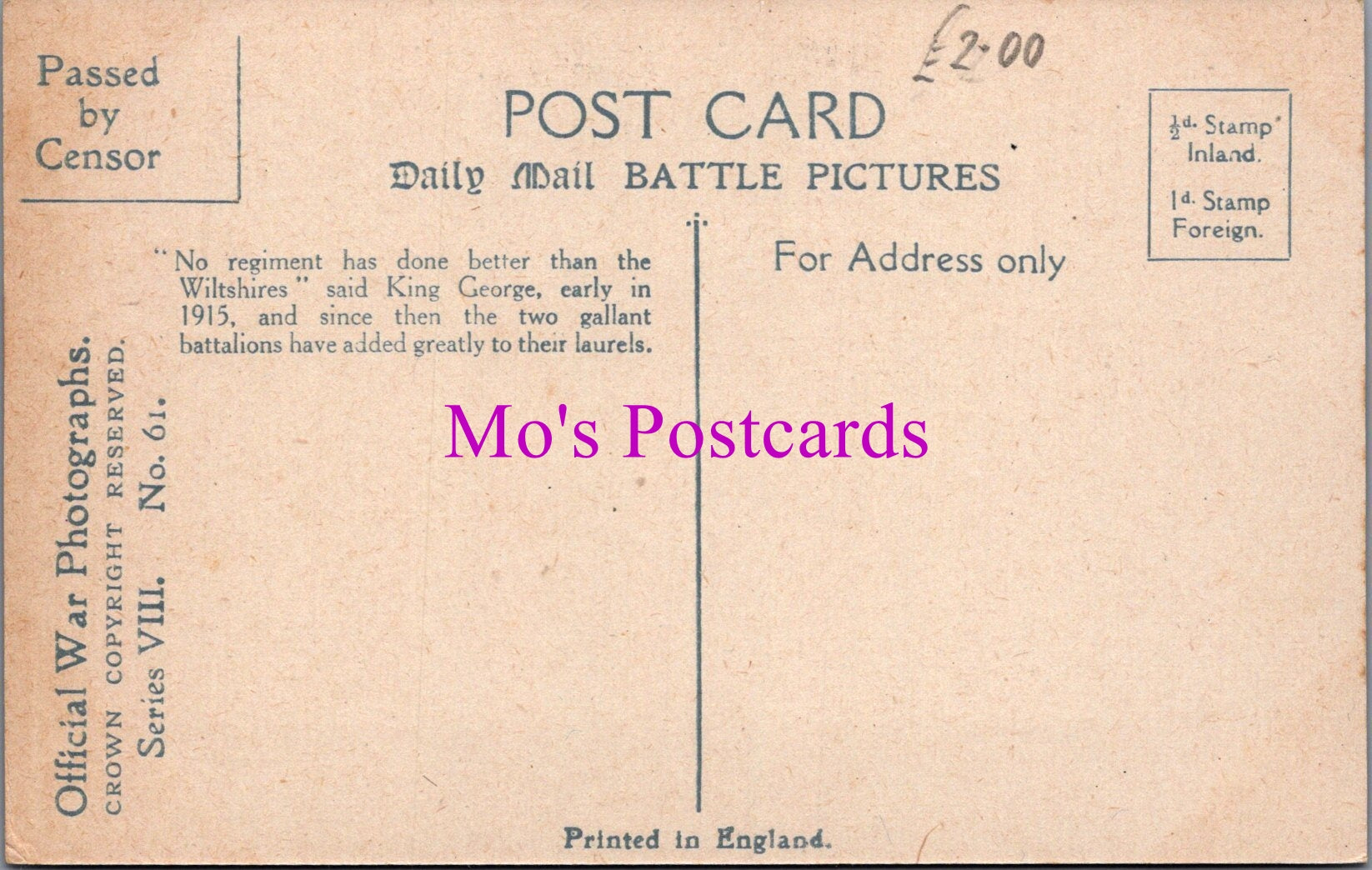 Military Postcard - Daily Mail War Pictures  SW15168