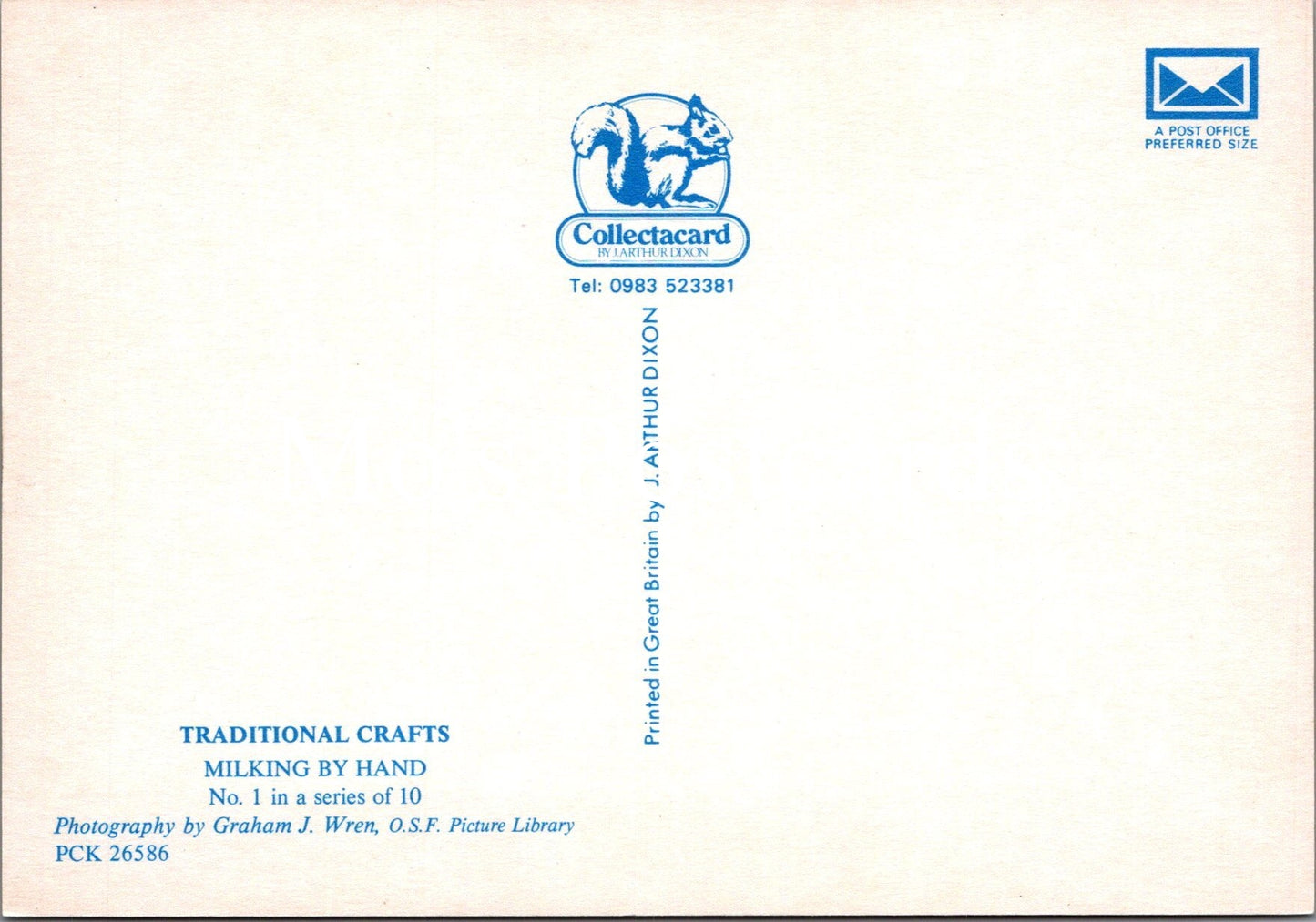 Occupations Postcard - Traditional Crafts, Milking By Hand SW16825