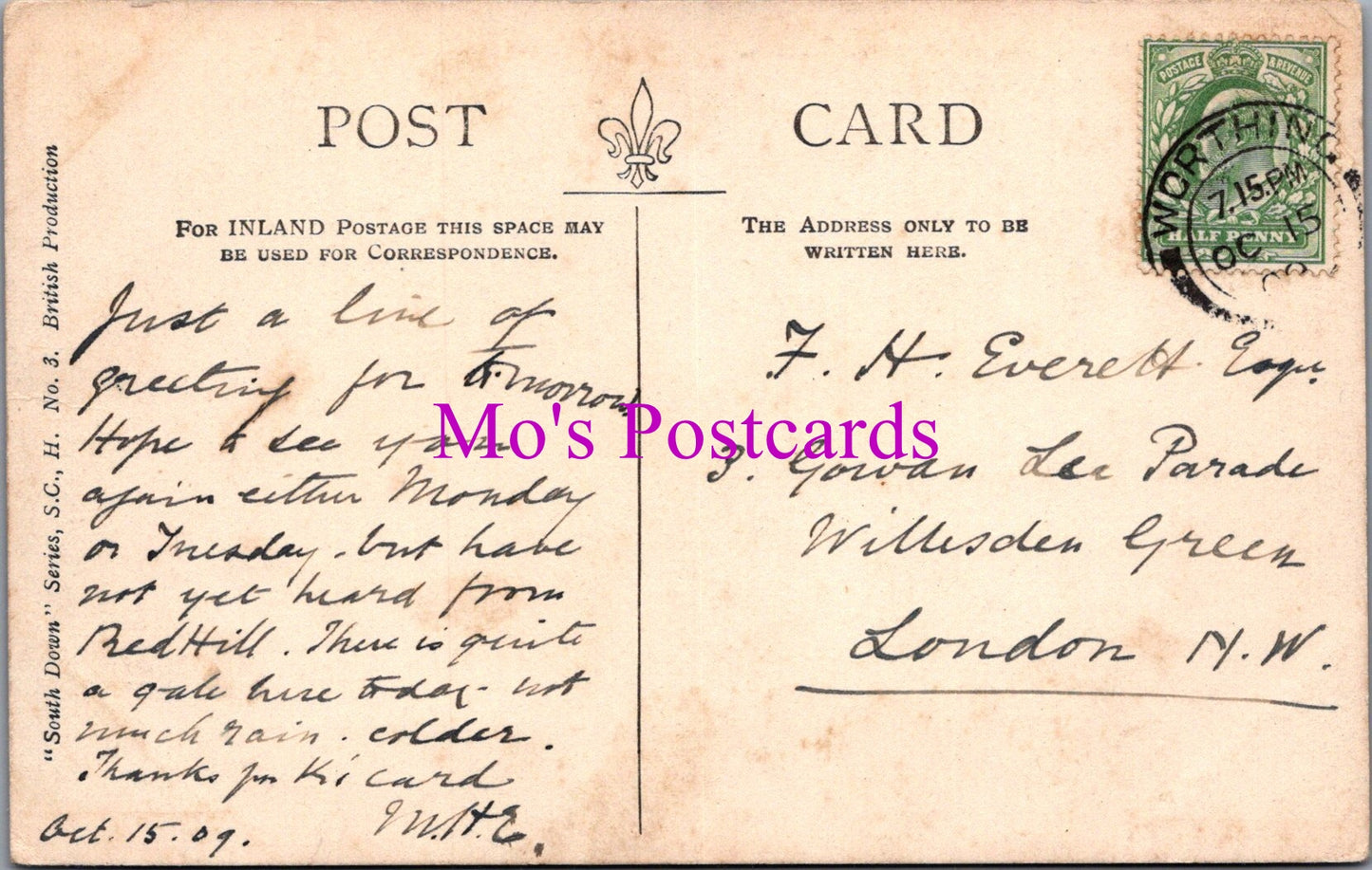 Sussex Postcard - The Wilmington Giant and Downs   SW15830