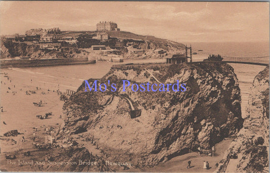 Cornwall Postcard - Newquay Island and Suspension Bridge  SW13874